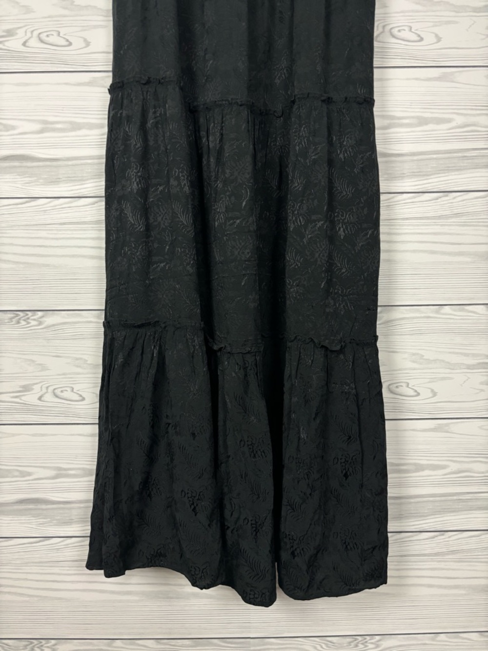 Natural Life Black Floral Appliqué Tiered Maxi Dress Size XS NWT - Picture 3 of 8